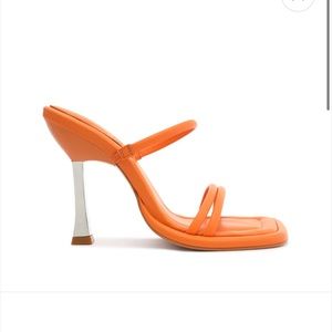Schutz Agatha Sandal Heel in Bright Tangerine -Size 9